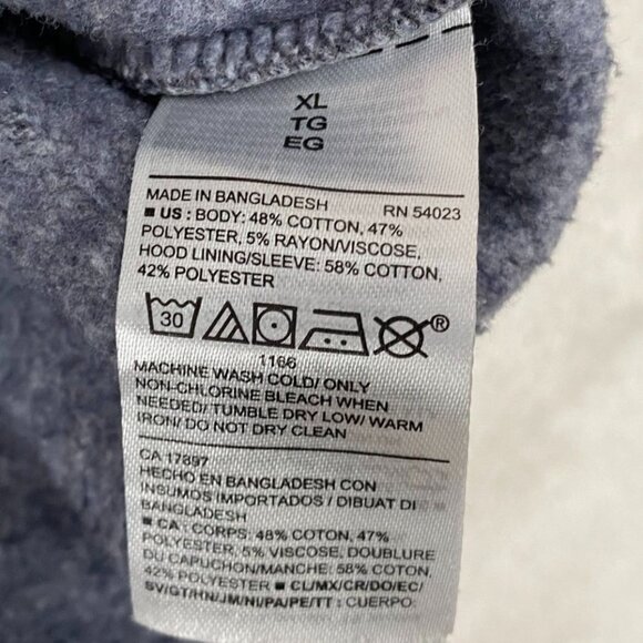 Two-Tone Pullover Woman's Hoodie Sweatshirt XL Blue & Gray Cotton/Poly Blend - Picture 3 of 8